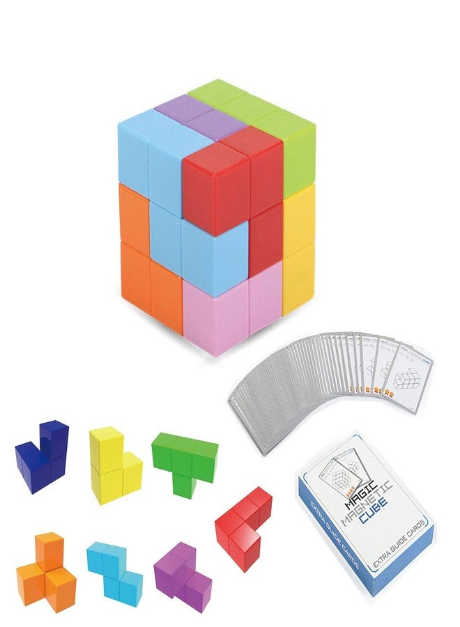 Wtohobby Magnetic Soma Cube Block- Children's Educational Toys Magnetic Tiles for Kids Stress Relief Toy Puzzle Cubes to Develops Intelligence, Ideal for Birthday Gifts (Opaque) - Image 1